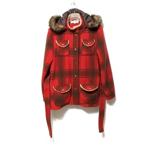 TASHA POLIZZI Plaid Faux Fur Sherpa Hooded Coat XL